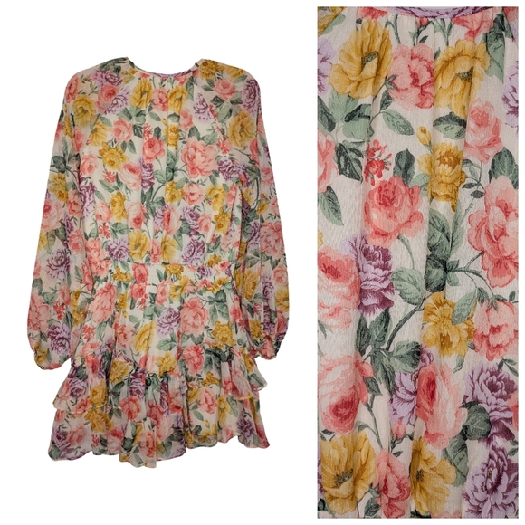 STORIA Floral Ruffle Mini Dress - Spring Garden Vibes - Size Small - Picture 4 of 13